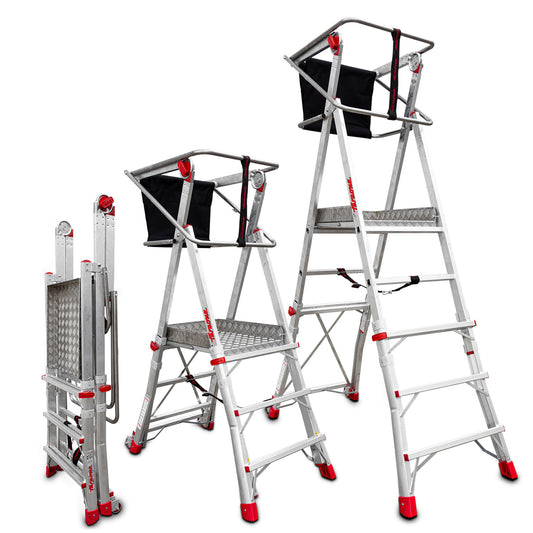 PLS | Escalera con amplia plataforma y altura regulable
