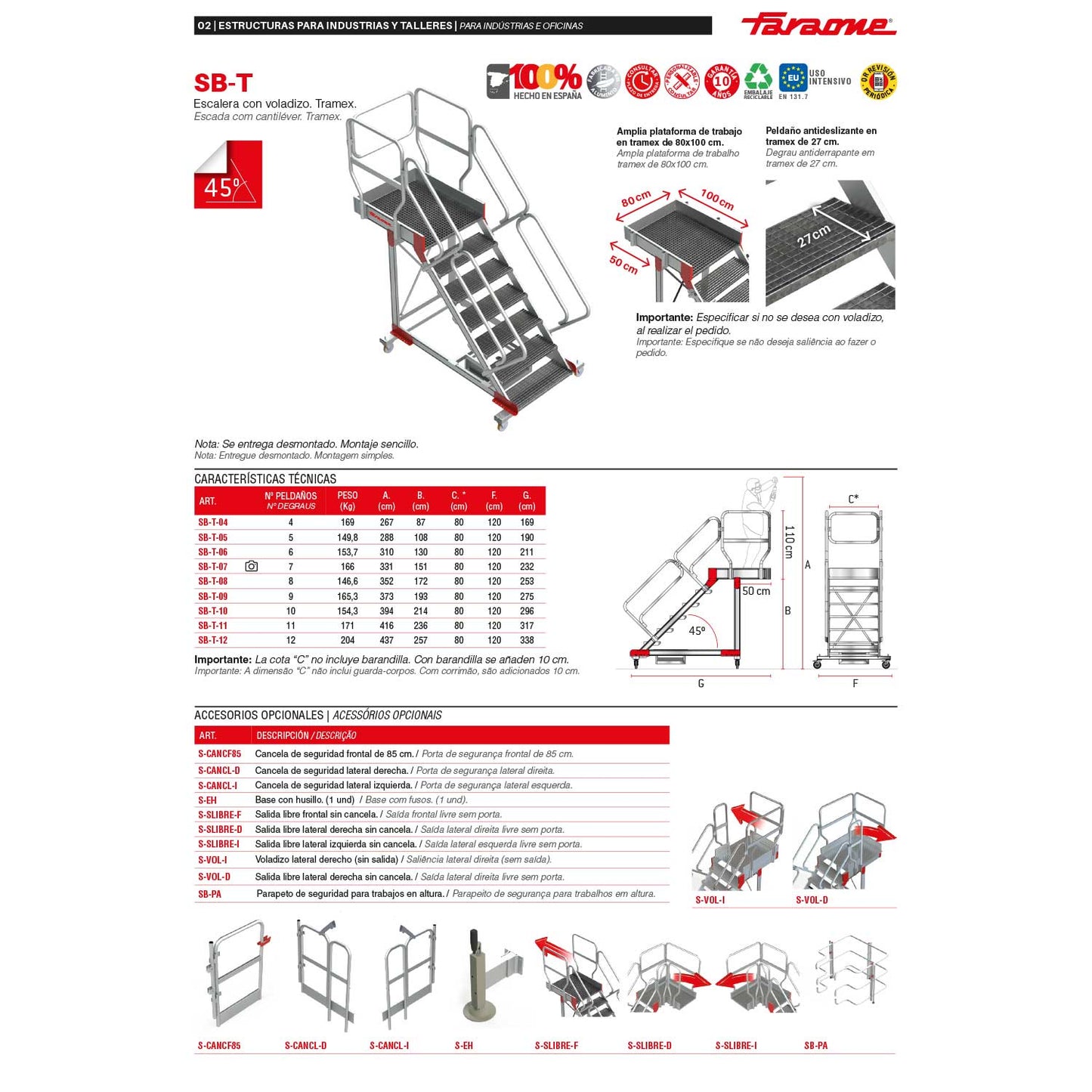 SB-T | Escalera con plataforma y cuatro ruedas | TRAMEX