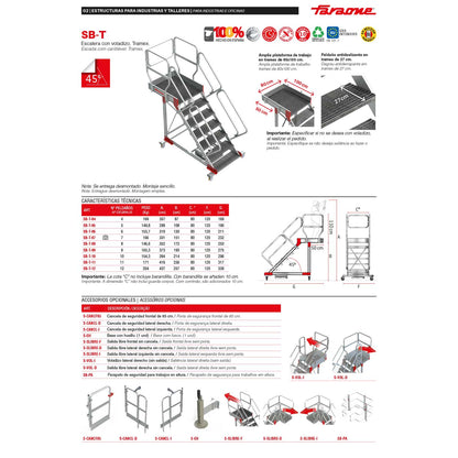SB-T | Escalera con plataforma y cuatro ruedas | TRAMEX
