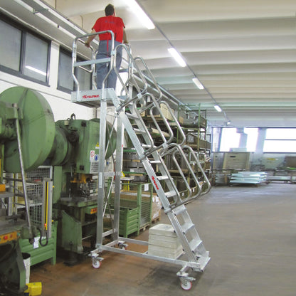 SB60 | Escalera de aluminio con plataforma y vuelo| Inclinación de 60º