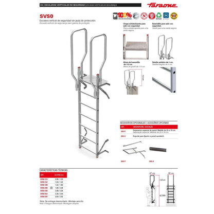 SVS0 | Escalera vertical de seguridad sin jaula de protección