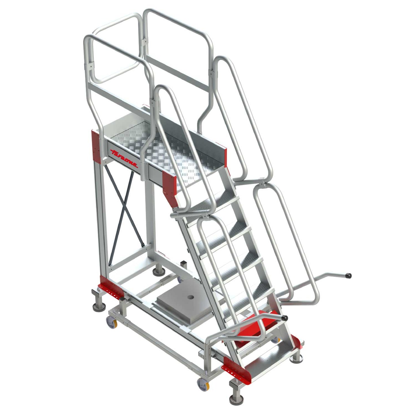 SY60 | Escalera de aluminio con plataforma y cuatro ruedas | Inclinación de 60º