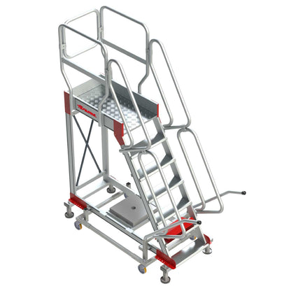 SY60 | Escalera de aluminio con plataforma y cuatro ruedas | Inclinación de 60º