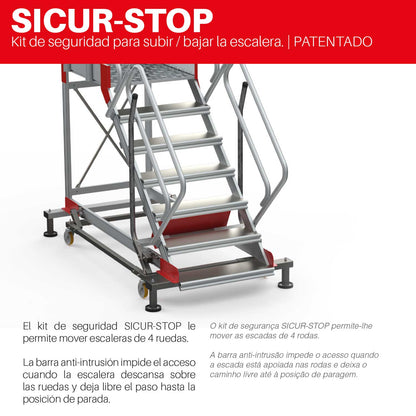 SY45 | Escalera con plataforma y cuatro ruedas | Inclinación de 45º