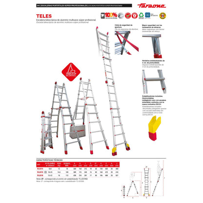 TELES | Escalera telescópica de aluminio multiusos súper profesional