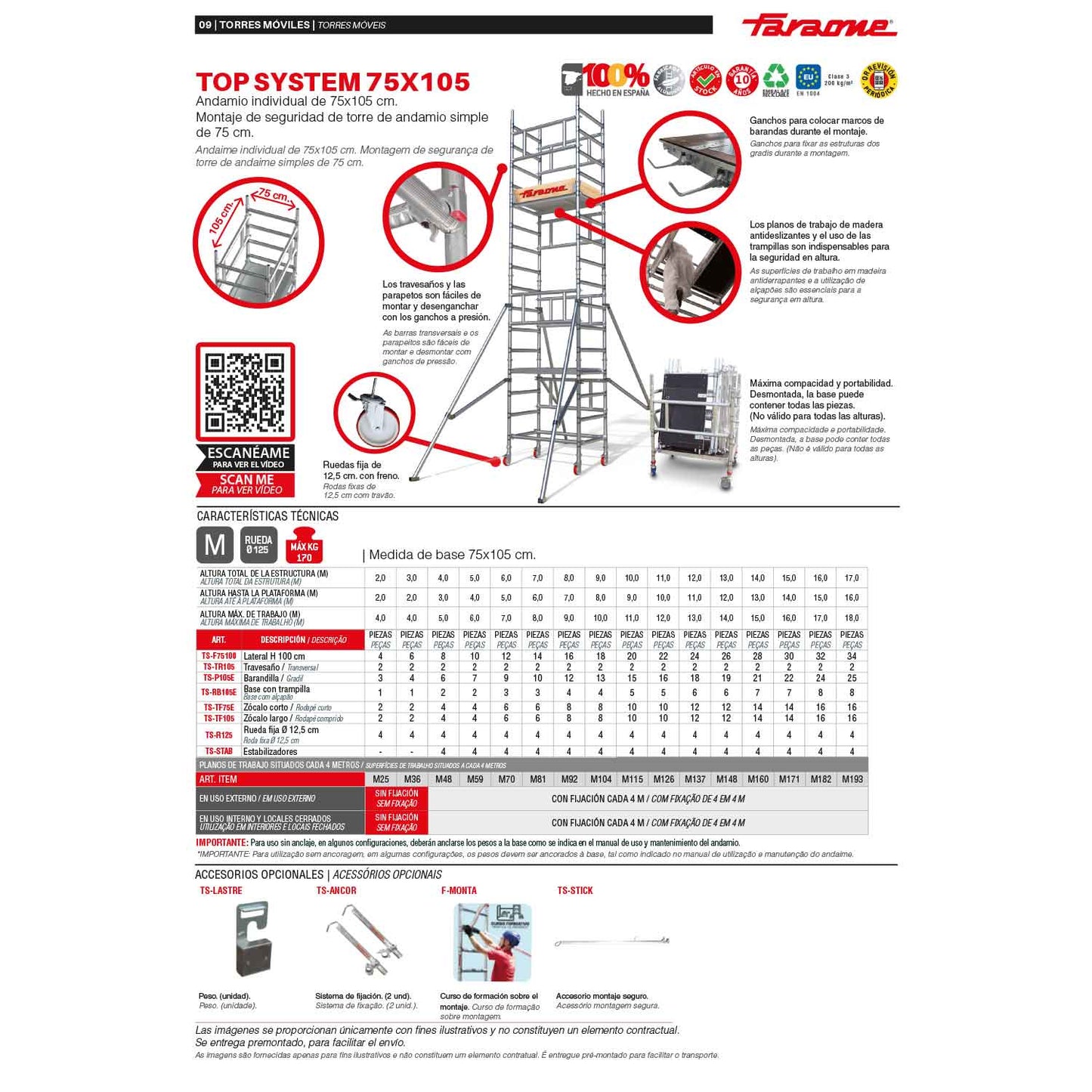 TOP SYSTEM 75x105 | Nuevo Andamio individual de 75x105 | Montaje en seguridad
