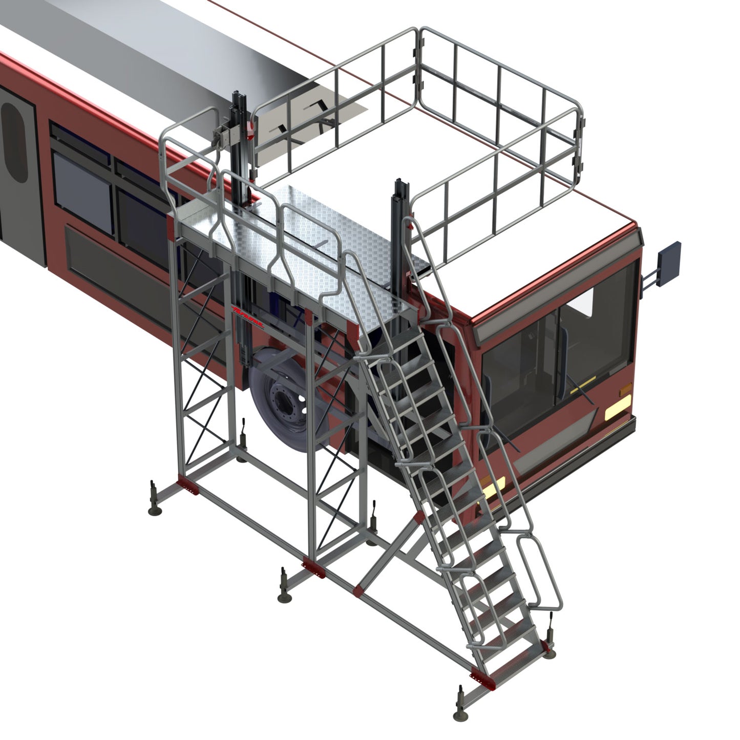 TSA-S | Escalera con plataforma y barandilla regulable