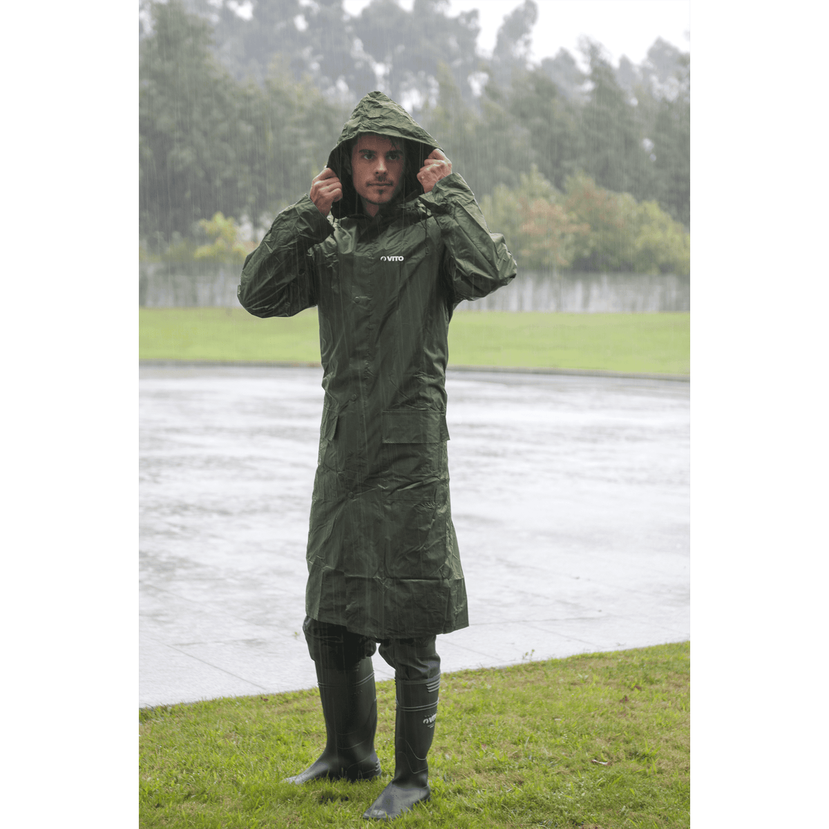 Chubasquero para Lluvia de Nylon Verde VITO