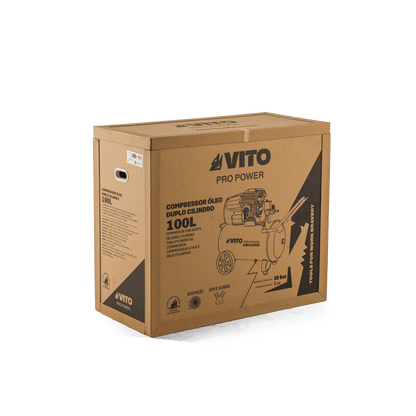 Compresor con Aceite de Doble Cilindro 100LT 10 Bar 3.0HP VITO VICODC100