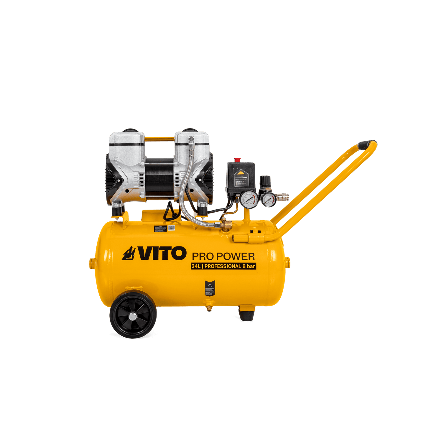 VITO Compresor Silencioso Sin Aceite 24L 8 Bar 2.0Cv