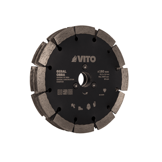 Disco de Diamante Segmentado General de Obra PRO 3 EN 1 150MM VITO VIDGOP3150