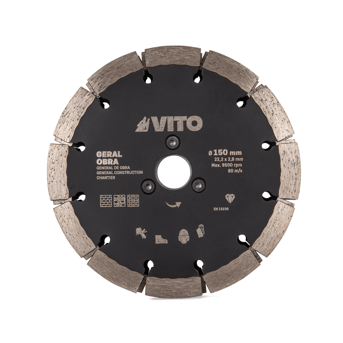 Disco de Diamante Segmentado General de Obra PRO 3 EN 1 150MM VITO VIDGOP3150
