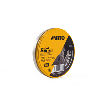 Disco de Corte Acero Inoxidable 1MM - 10 UN. con Caja Metálica VITO VIDI115110