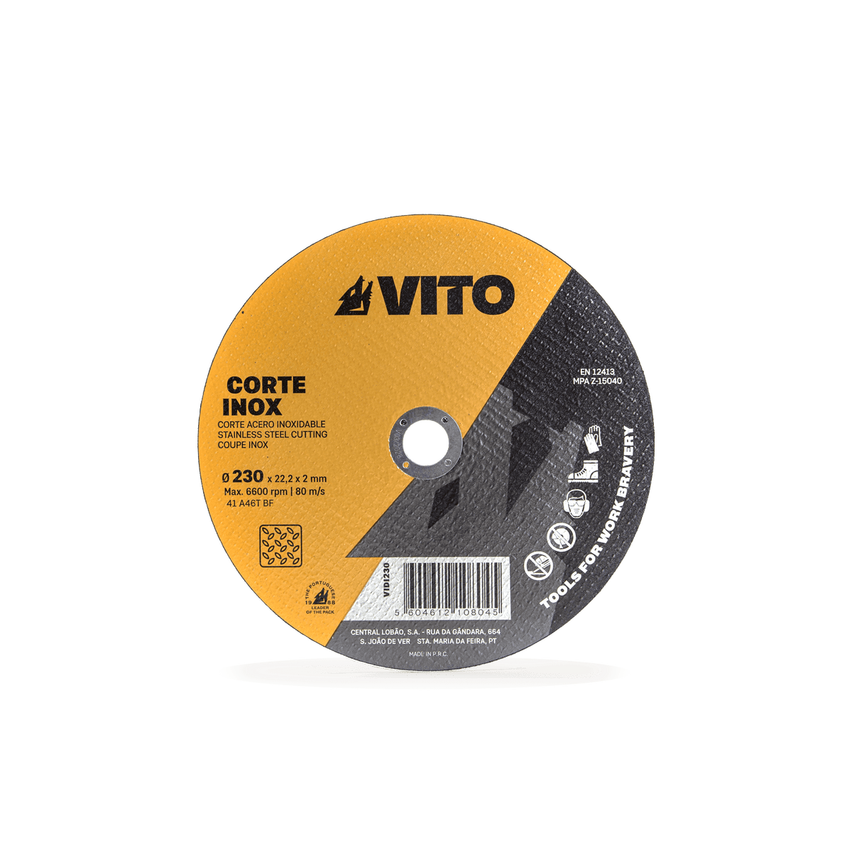 Disco de Corte Acero Inoxidable 230MM X 2MM - 10UN VITO VIDI23010