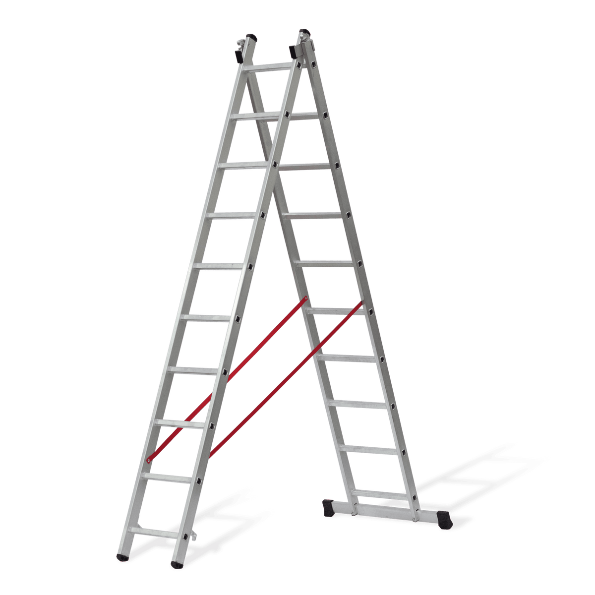 Escalera Doble Extensible con Peldaños Cuadrados 2 x 14 Peld. - 3,87 x 6,57 m VITO VIEDQ4