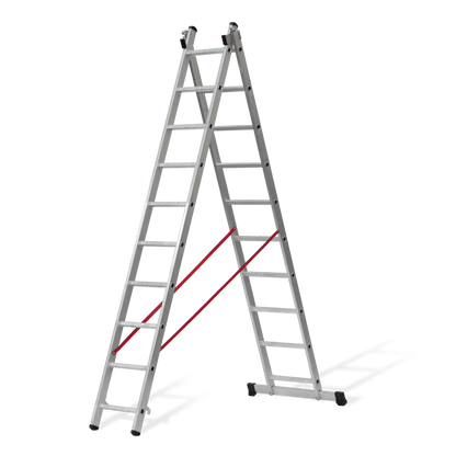 Escalera Doble Extensible con Peldaños Cuadrados 2 x 14 Peld. - 3,87 x 6,57 m VITO VIEDQ4