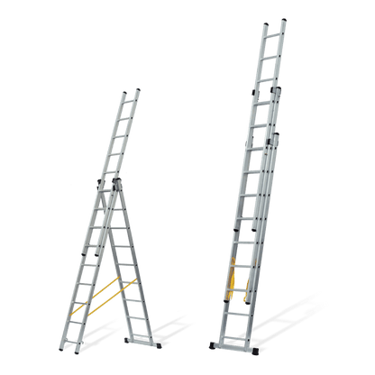 VITO Escalera Triple Extensible Con Peldaños Cuadrados 3X3 M