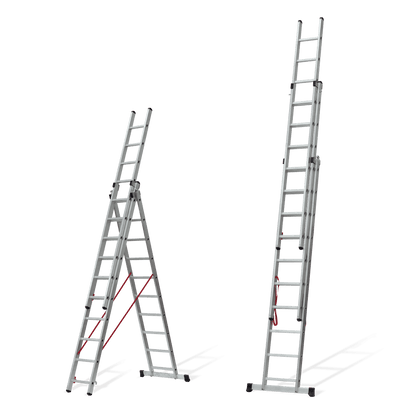 VITO Escalera Triple Extensible Con Peldaños Cuadrados 3X3,5 M