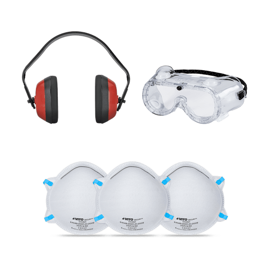 VITO Kit De Protección 5 Piezas - Gafas/Máscaras/ Protectores Auditivos