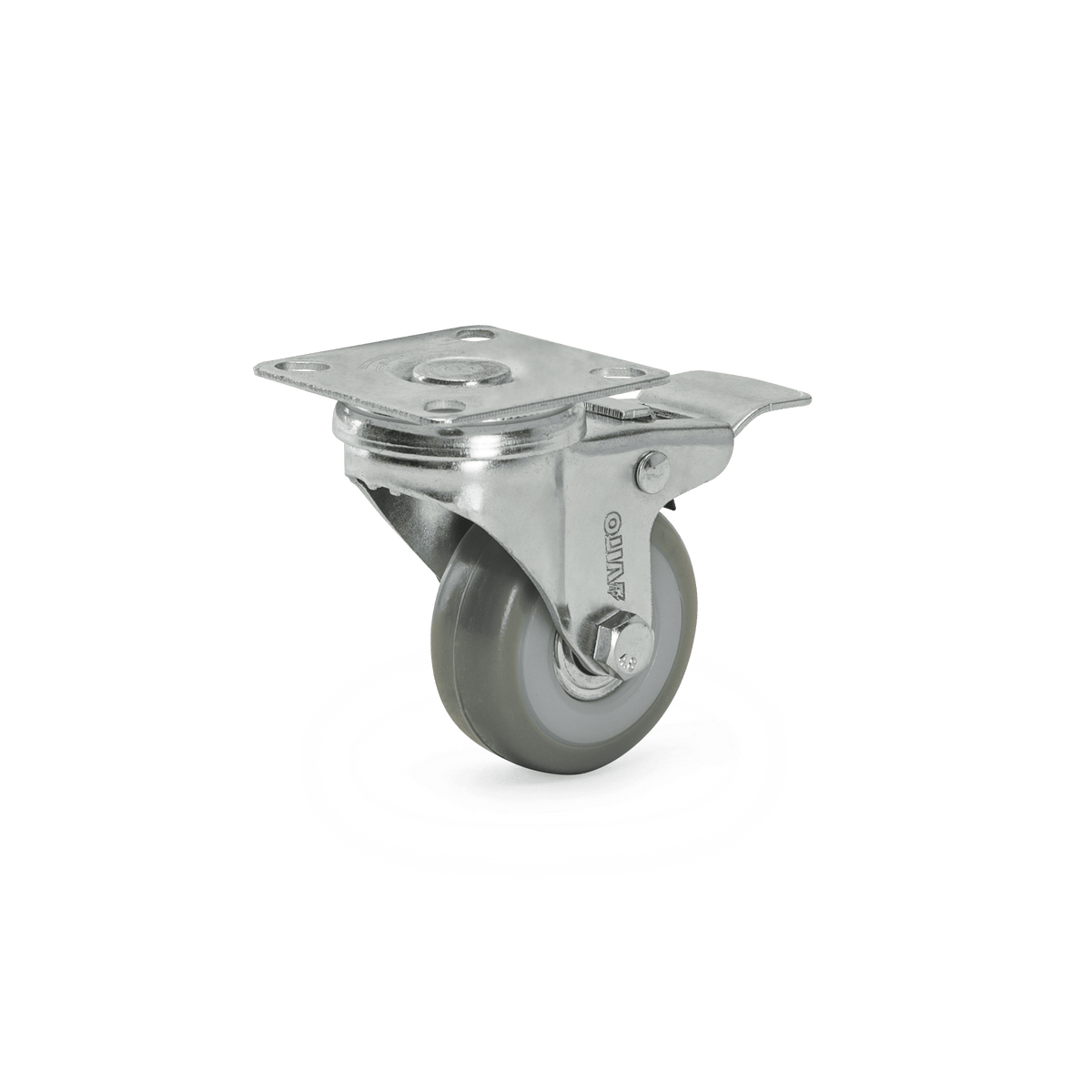 Rueda Giratoria PVC Gris con Freno Metálico 50MM VITO VIRGTMPVCCZ50