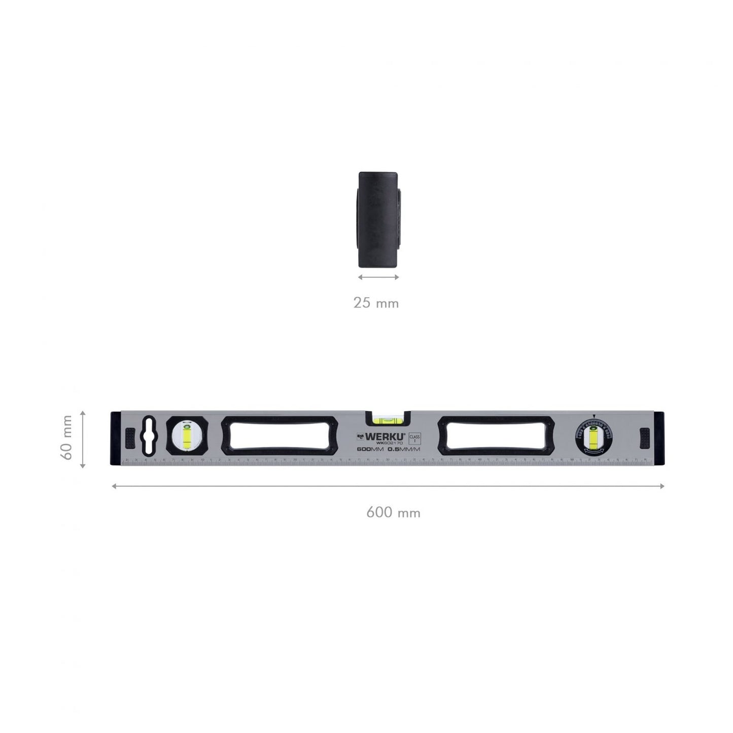 Nivel Rectangular Magnético de Aluminio WK602640–WK602650 Clase I