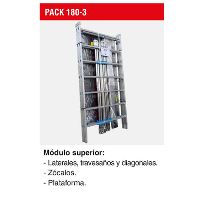 Échafaudage en aluminium avec roues et plateforme 180x105