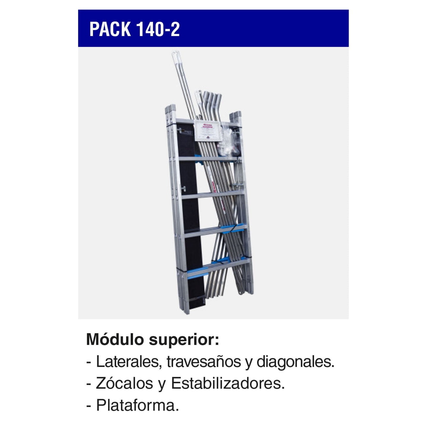 Échafaudage en aluminium avec roues et plateforme 140x60