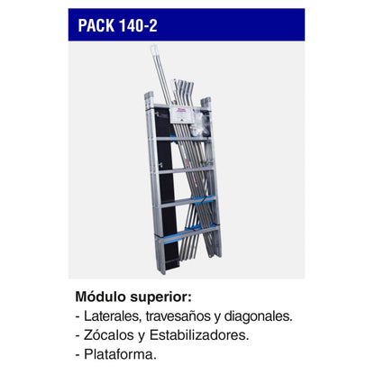 Échafaudage en aluminium avec roues et plateforme 140x60