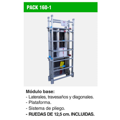 Échafaudage en aluminium avec roues et plateforme 160x80