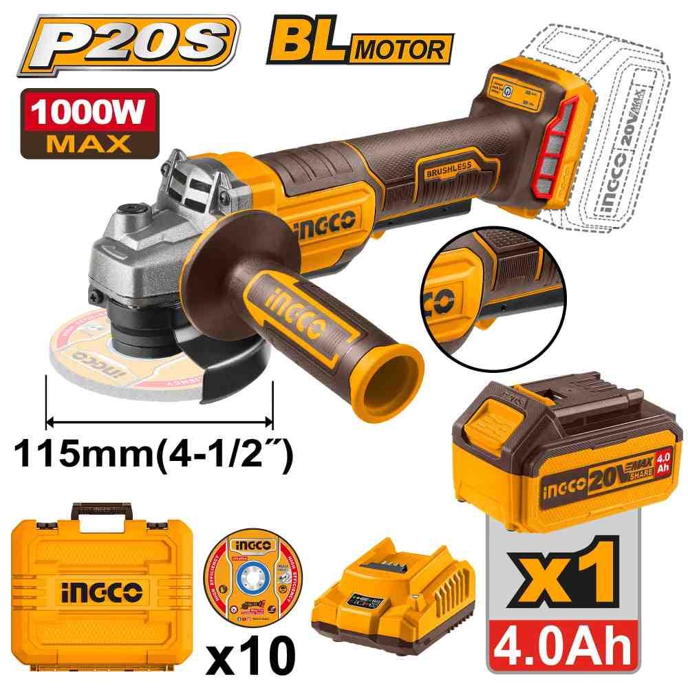 Amoladora 115mm 1000W 20 V INGCO