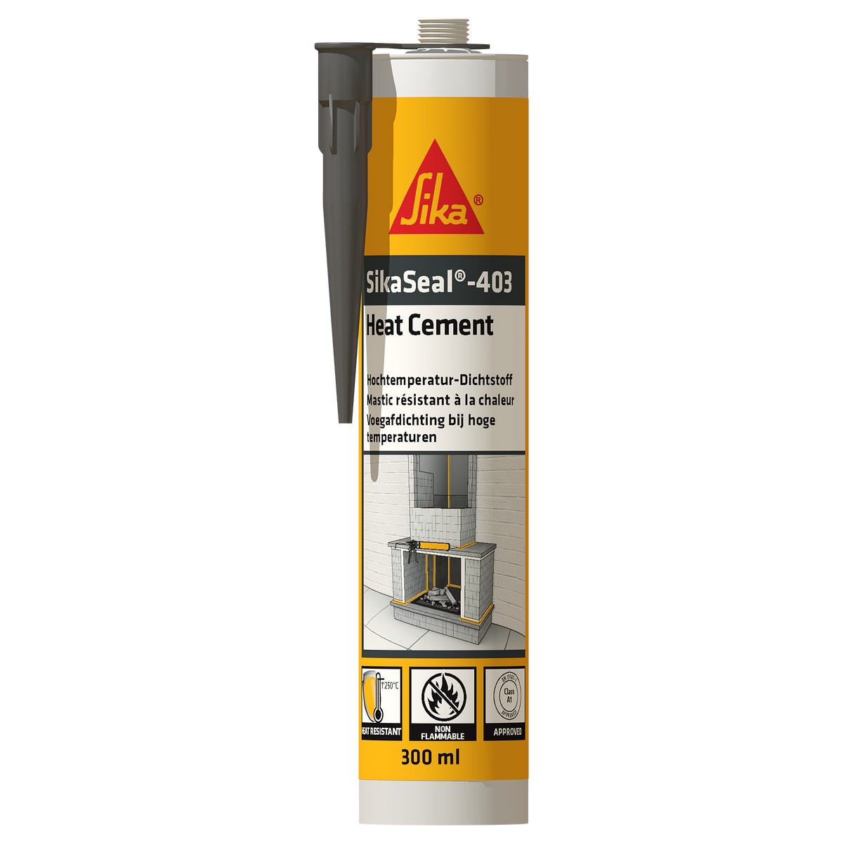 Sika SikaSeal-403 Heat Cement sellador refractario negro en cartucho de 300 ml