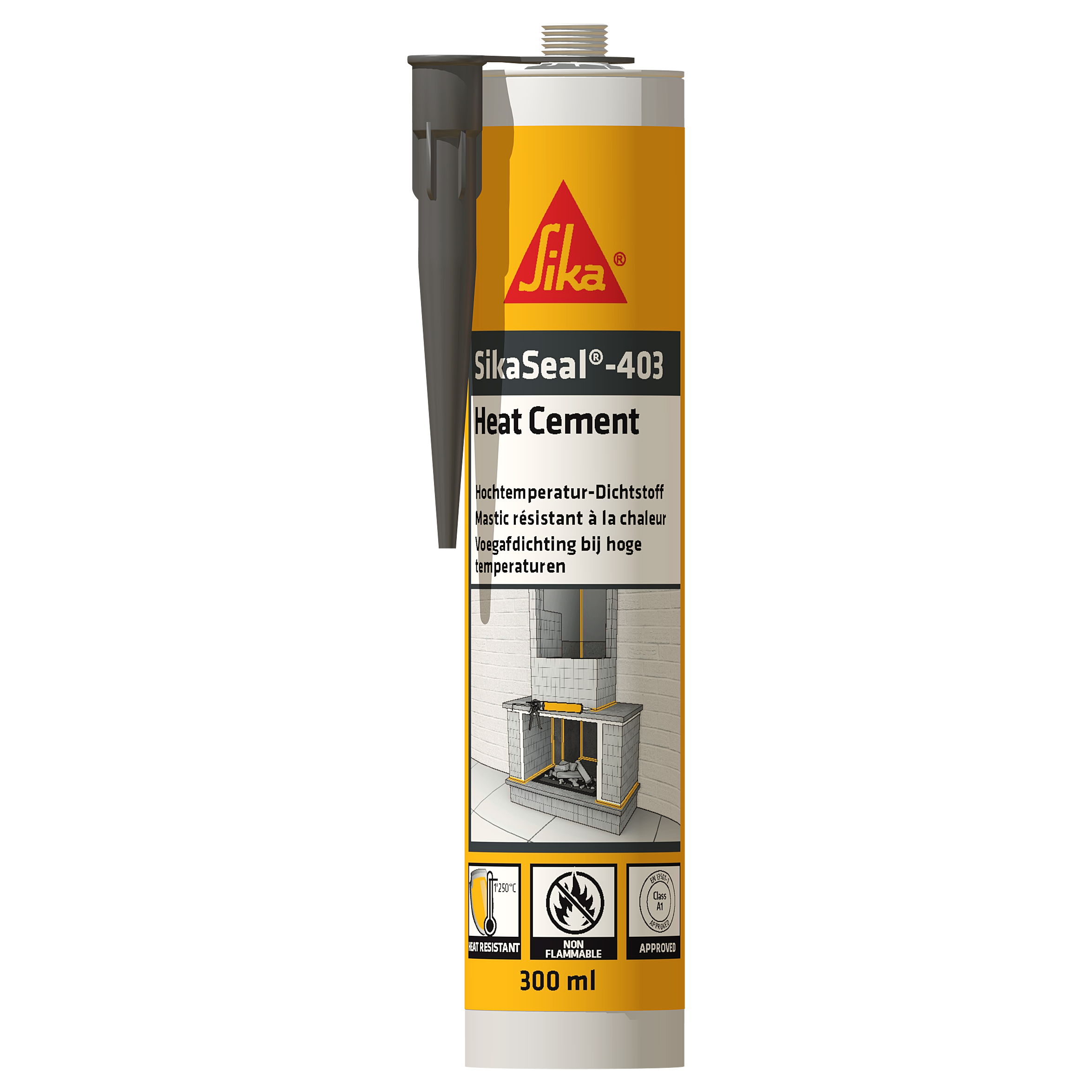 Sika SikaSeal-403 Heat Cement sellador refractario negro en cartucho de 300 ml