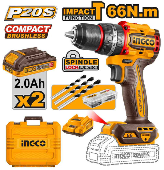 Taladro Atornillador 20V 66Nm INGCO