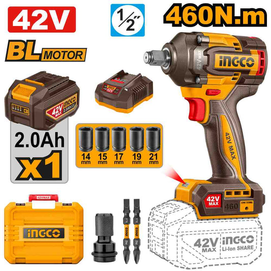 Llave de Impacto 460 Nm 42 V INGCO