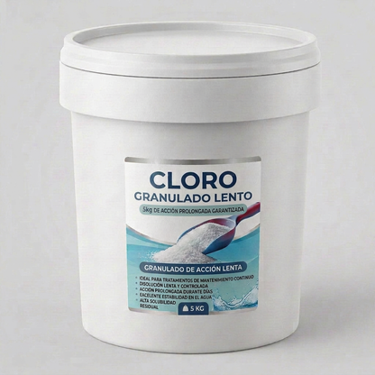 Cloro Granulado Lento para Piscina TRICLORO GR-90 | 90% Cloro Activo | Dosificación Precisa 5KG y 25KG