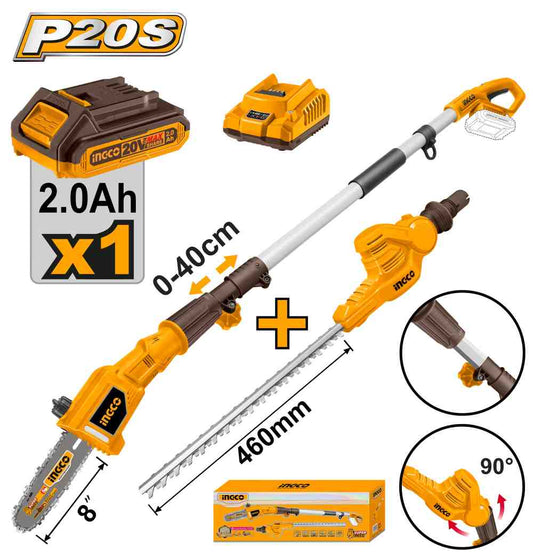 Sierra/cortasetos con Pertiga 20V INGCO