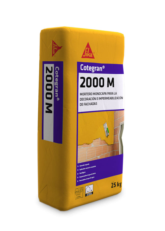 Sika Cotegran 2000 M mortero monocapa para fachadas en saco de 25 kg