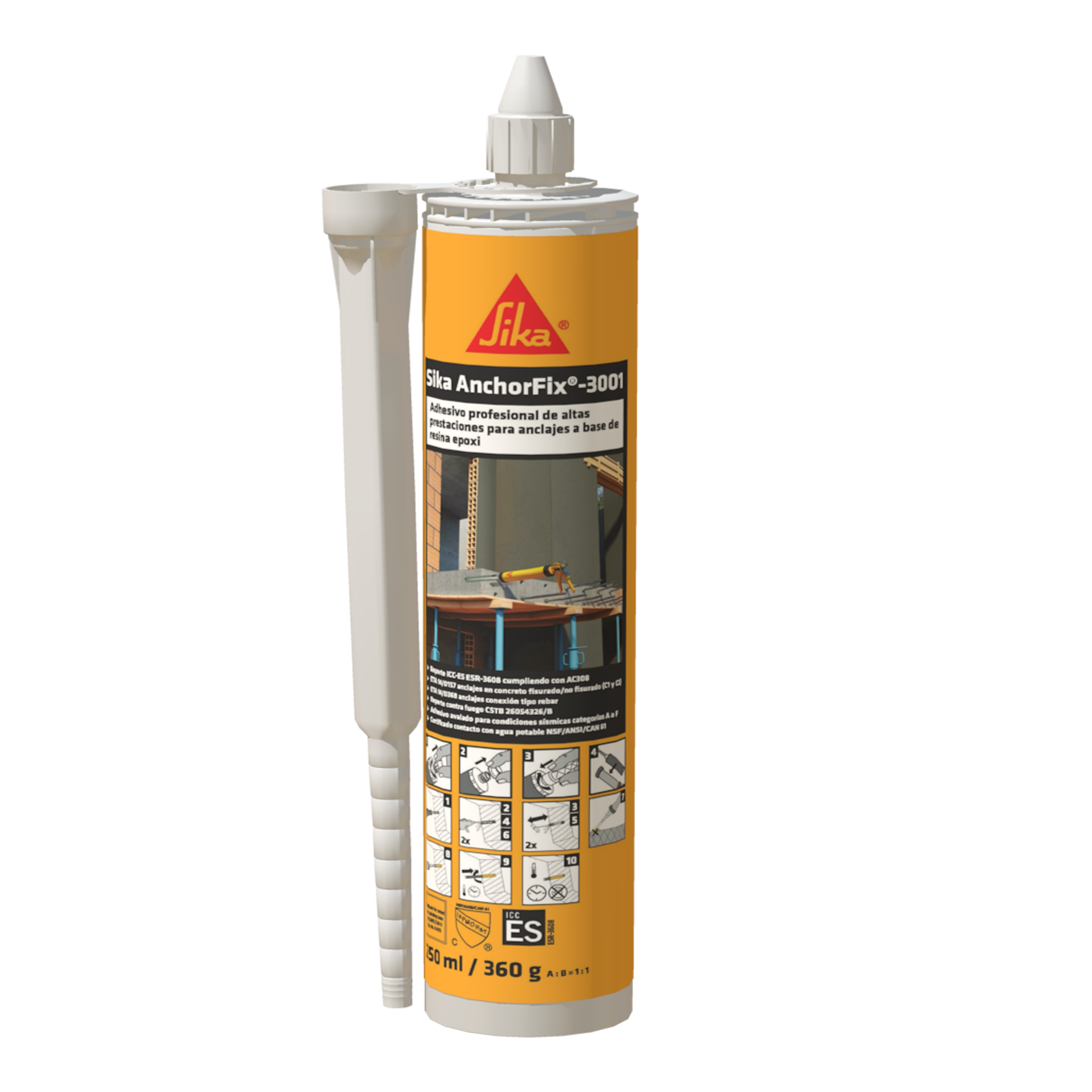 Sika AnchorFix-3001 resina epoxi para anclajes químicos en cartucho
