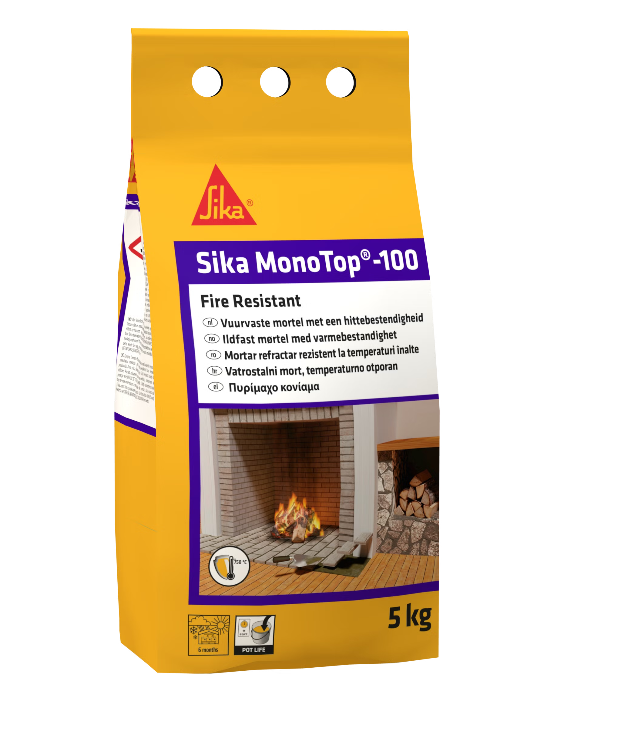 Sika MonoTop-100 Fire Resistant mortero refractario en bolsa de 5 kg