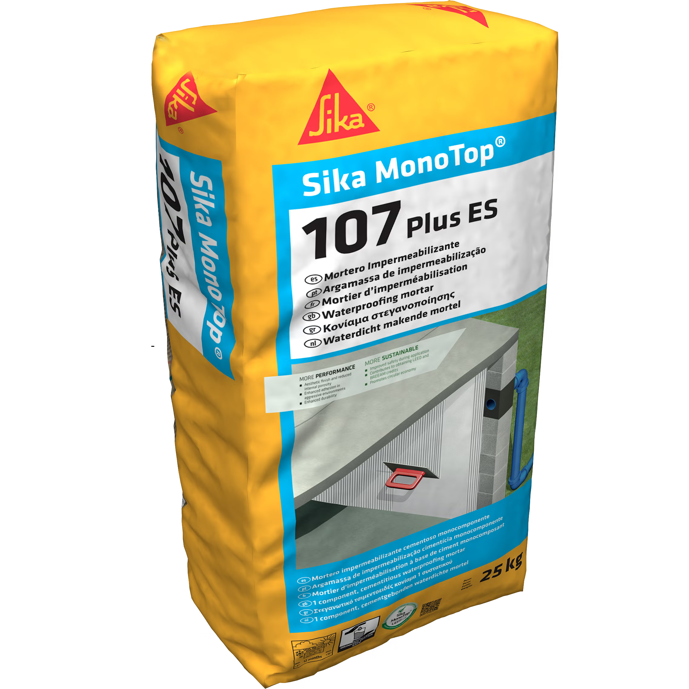 Sika MonoTop-107 Plus ES mortero impermeabilizante monocomponente en saco