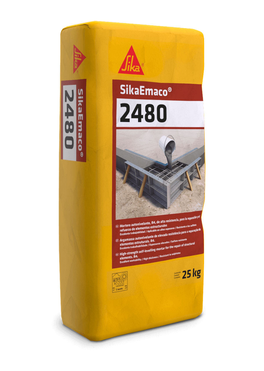 SikaEmaco-2480 mortero fluido R4 de reparación estructural en saco de 25 kg