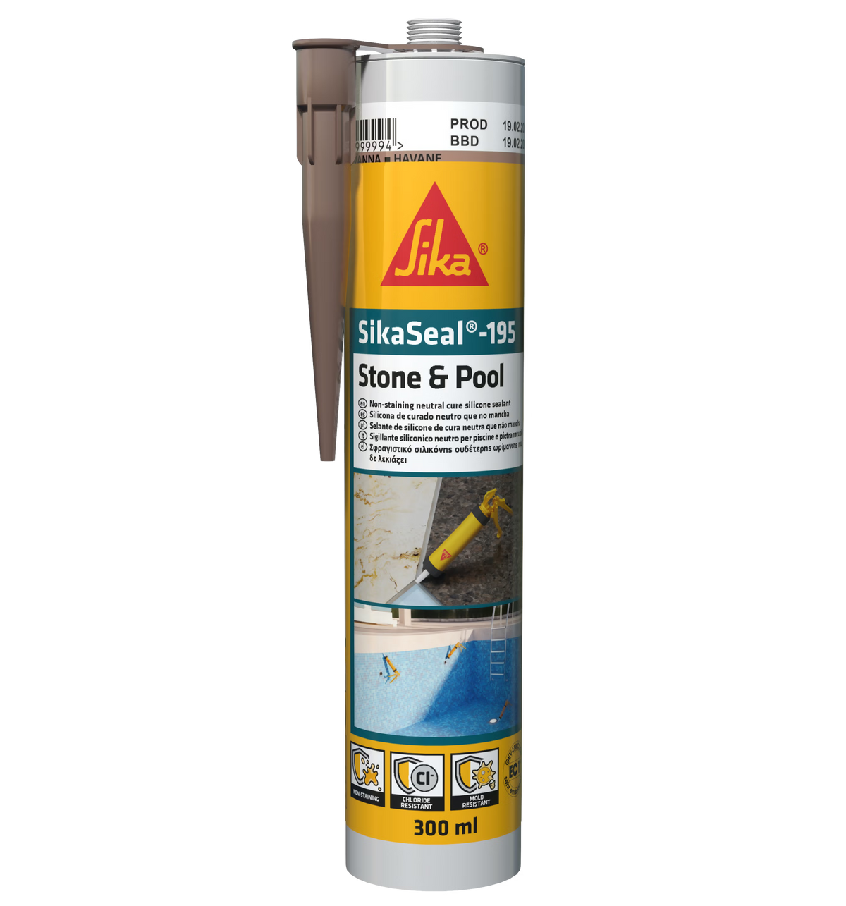 Sika SikaSeal-195 Stone & Pool silicona neutra en cartucho de 300 ml