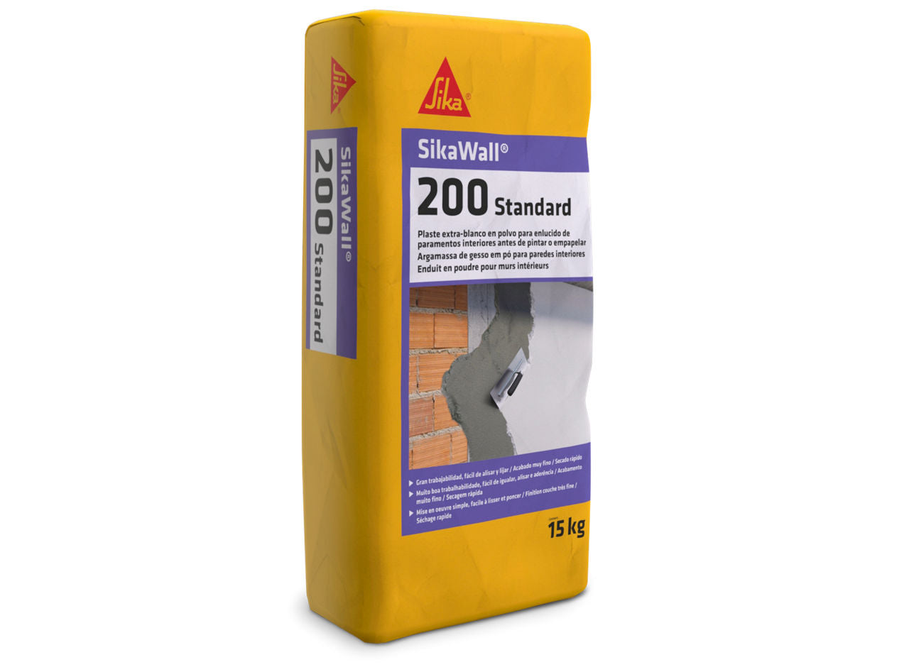 Sika SikaWall-200 Standard plaste en polvo de enlucido fino en saco de 15 kg