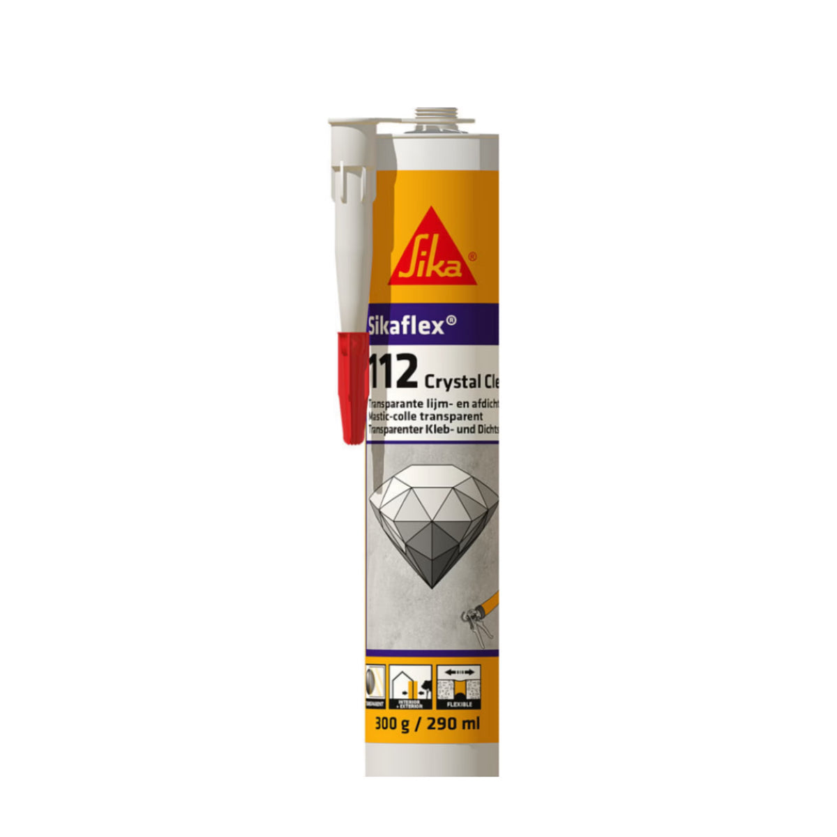 Sika Sikaflex-112 Crystal Clear adhesivo sellador transparente en cartucho