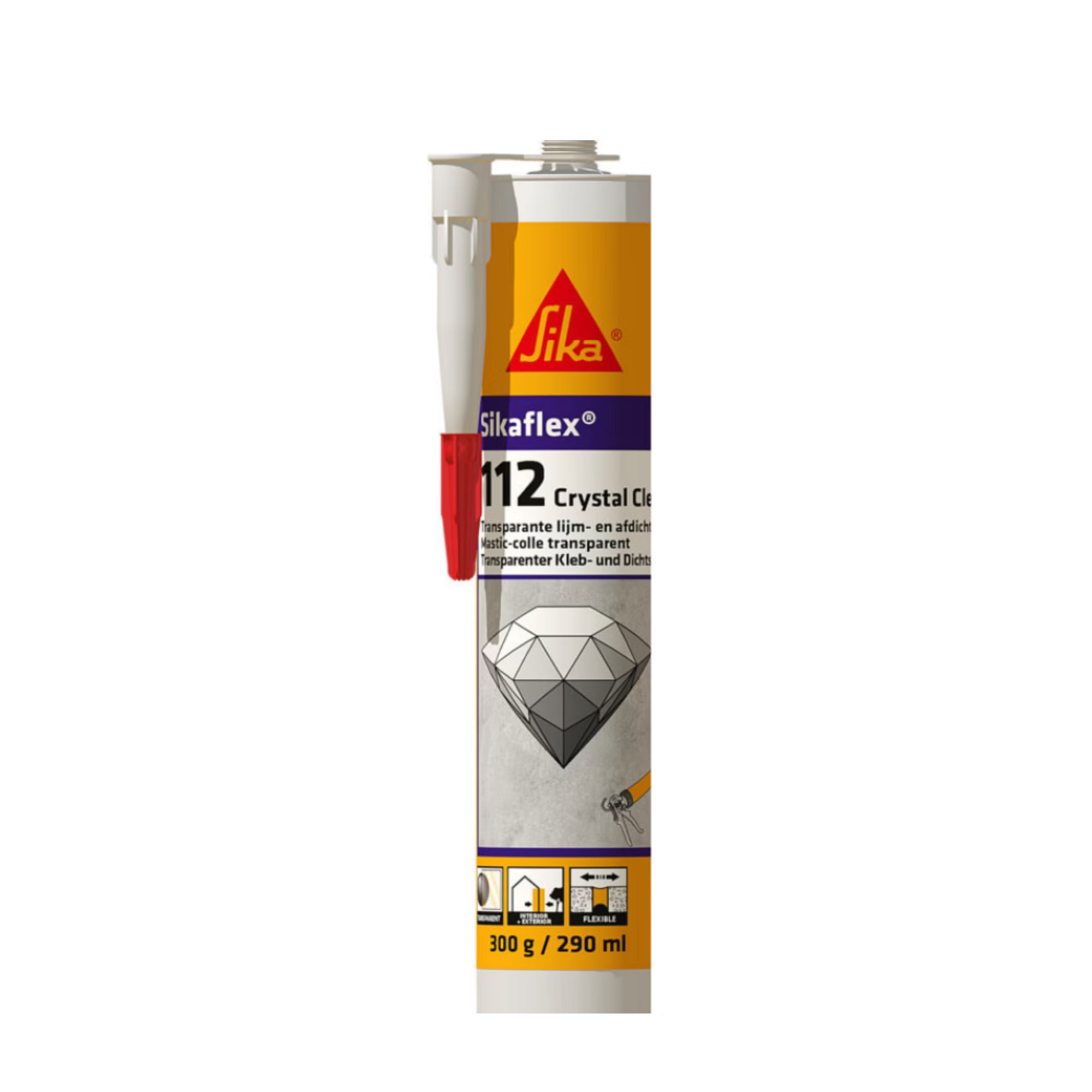 Sika Sikaflex-112 Crystal Clear adhesivo sellador transparente en cartucho