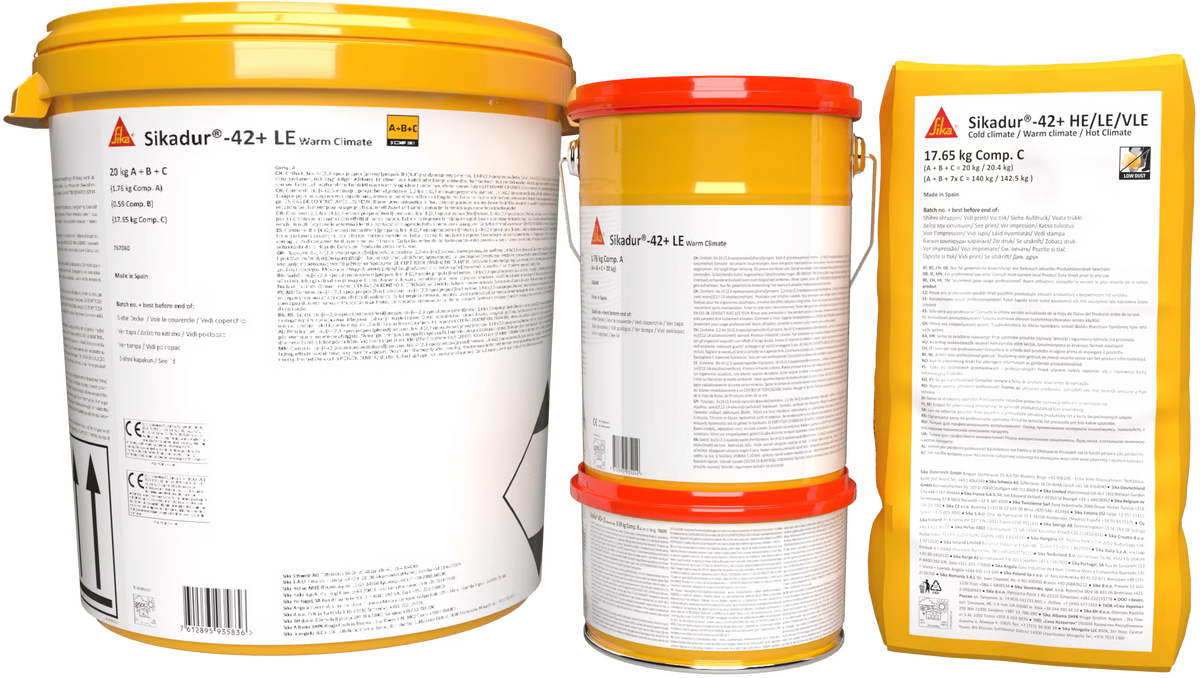 Sika Sikadur-42+ LE Warm Climate grout epoxi de tres componentes en cubo