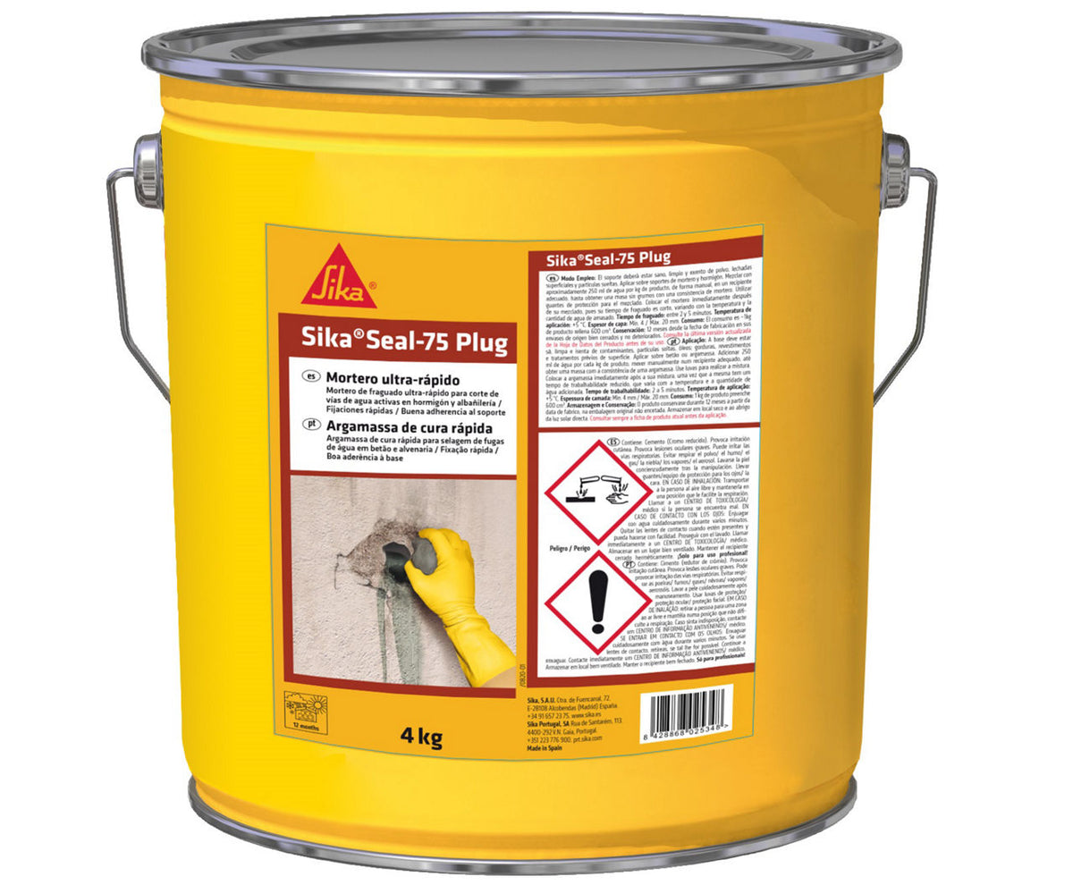 Sika SikaSeal-75 Plug mortero tapavías de fraguado ultrarrápido en cubo