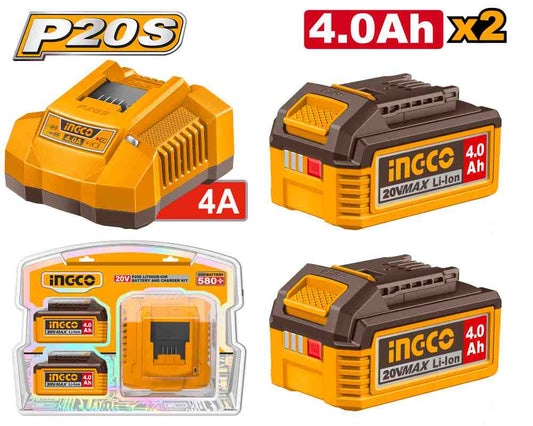 Pack Cargador + 2 Baterias 4 Ah 20 V INGCO