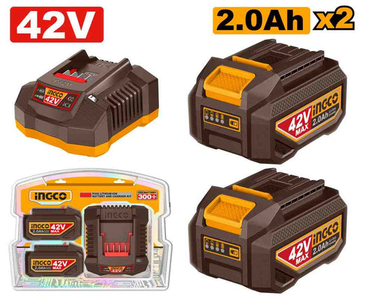 Pack Cargador + 2 Baterias 2 Ah 42V INGCO