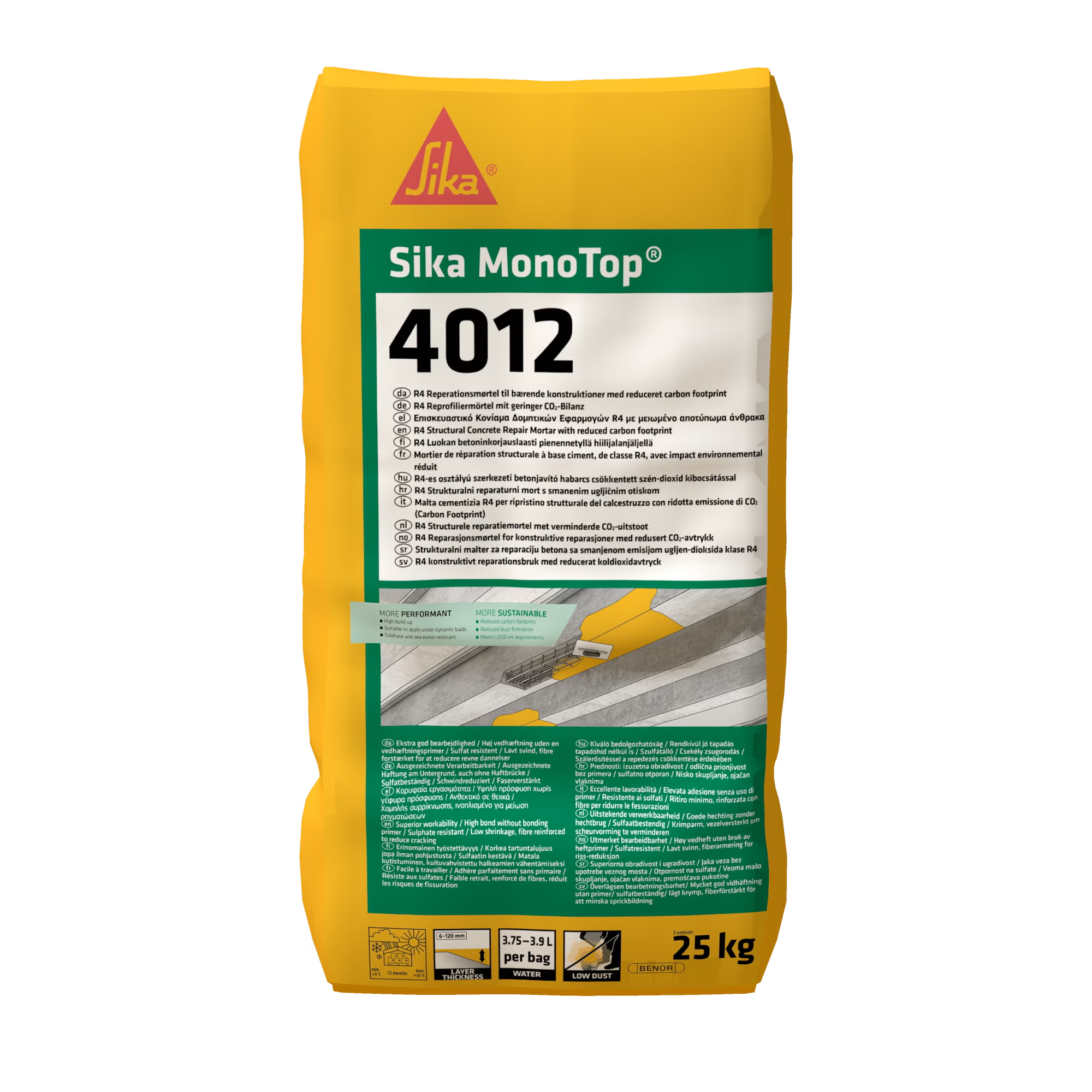 Sika MonoTop-4012 ES mortero de reparación estructural R4 en saco de 25 kg